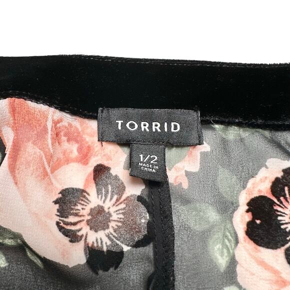 Torrid | Women | Floral Rose Long Line Velvet Trim Sheer Chiffon Kimono | Sz 1-2 - Picture 8 of 13